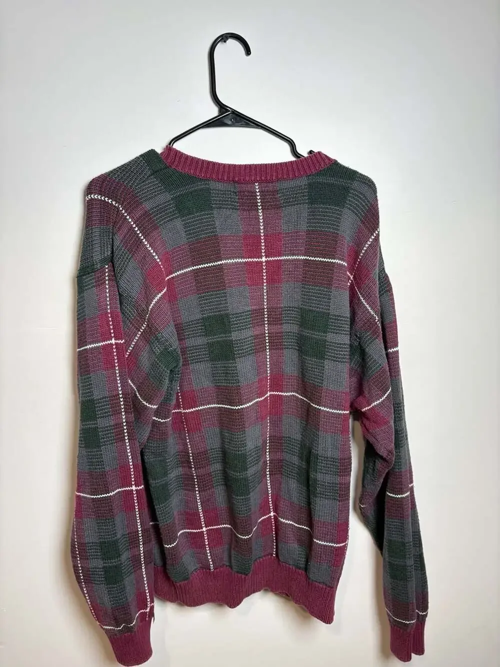 Vintage Sun River Clothing Co Plaid Knit Crew Neck Men's Medium Pullover Sweater
